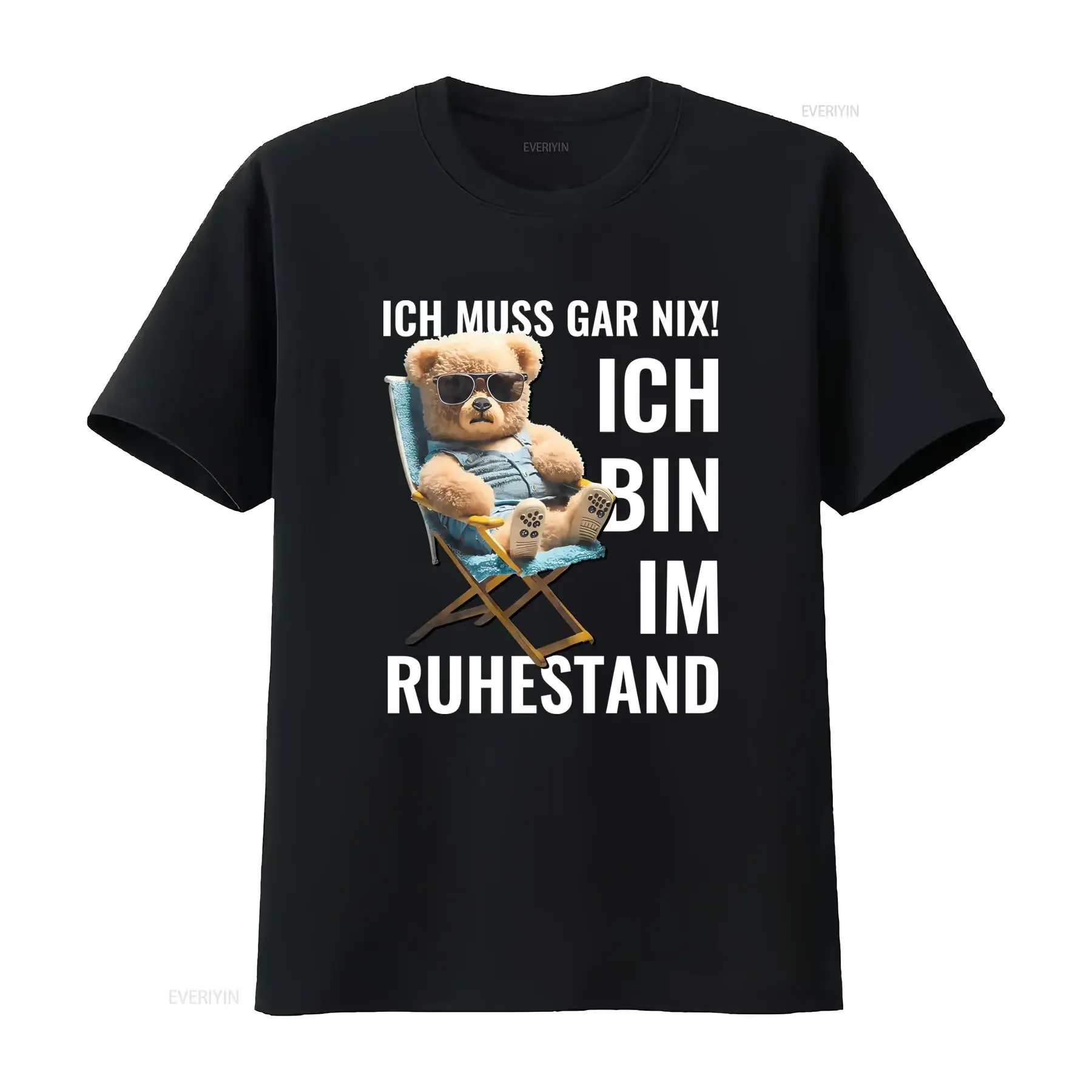 Funny Cool Retirement Teddy Bear Sunglasses Lounge Chair Print Casual T Shirt vintage Washed Stretched homme Stylish fashion