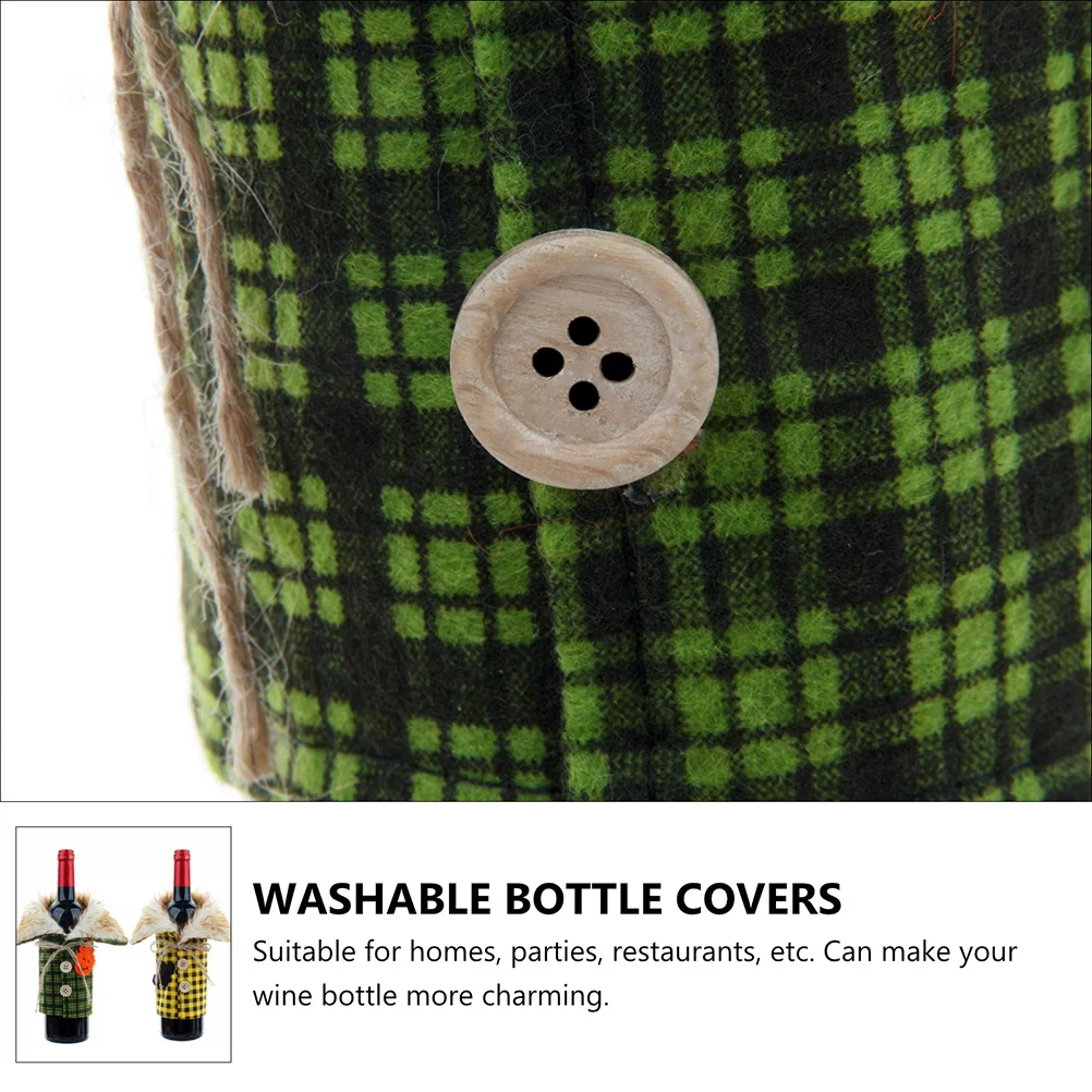 

4pcs Wine Bottle Sleeves Holiday Party Ornaments Washable Creative Covers For Home Restaurant Bar Decor Kitchen Bar Tools