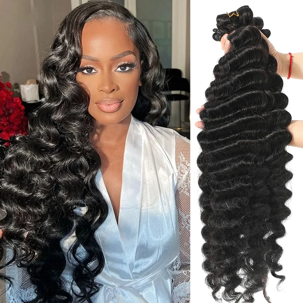 

Loose Deep Wave Human Hair Bundles Brazilian Raw Hair Weaving Pixie Curly Hair Bundles 8-40 Inch Human Hair Water Wave Bundles