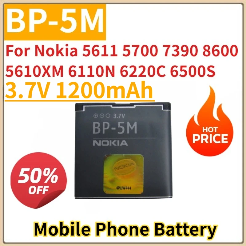 

Новый сменный аккумулятор для мобильного телефона BP-5M 3,7 В 2000 мАч для Nokia 5611 5700 7390 8600 5610XM 6110N 6220C 6500S