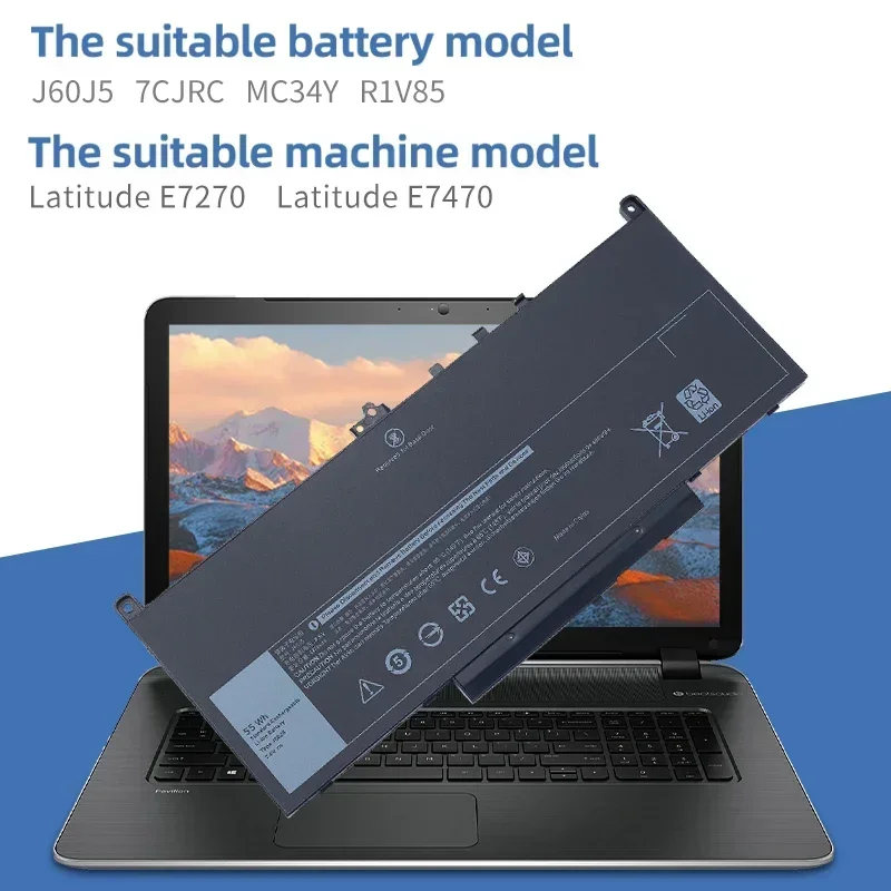 New J60J5 7.6V 55Wh 7000mAh Li-ion Battery for Dell 7470 7270 R1V85 MC34Y 1W2Y2 0MC34Y MC34Y R1V85 High Quality Laptop Battery