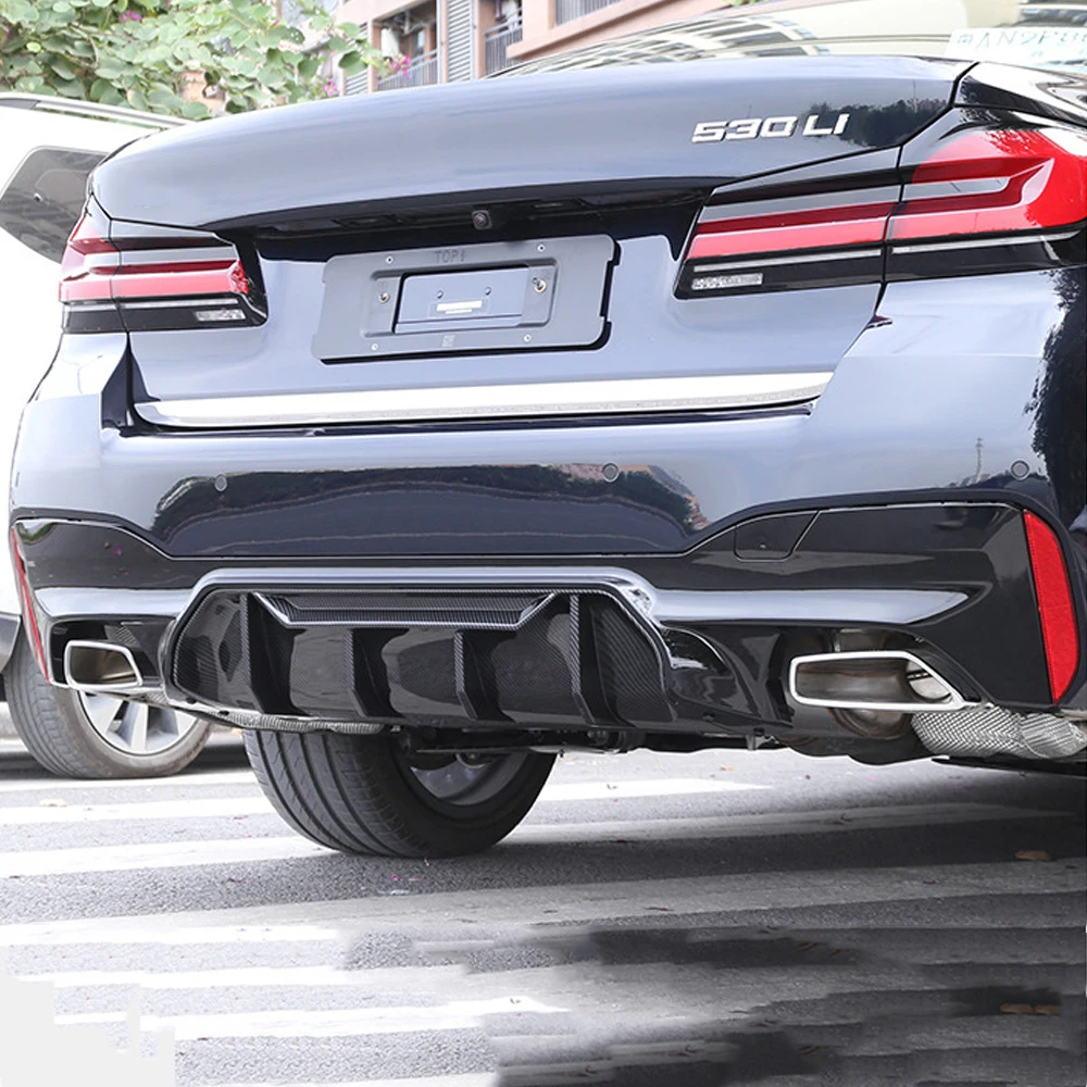 Black Carbon Fiber Look Rear Bumper Spoiler Diffuser for BMW 5 Series G30 G31 2017 - 2023 M Sport 520i 520e 530i 530e 540i M550i