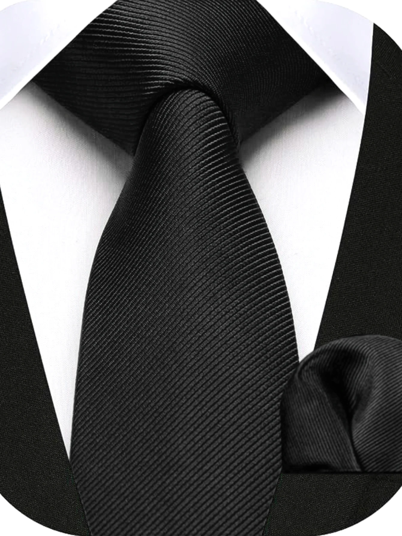 JEMYGINS Herren-Krawatte, schmal, einfarbig, 6 cm, Seidenkrawatte, Einstecktuch-Kombi-Set, geeignet für Herren, Geburtstagsgeschenke, Hochzeiten, Business – Detail 8