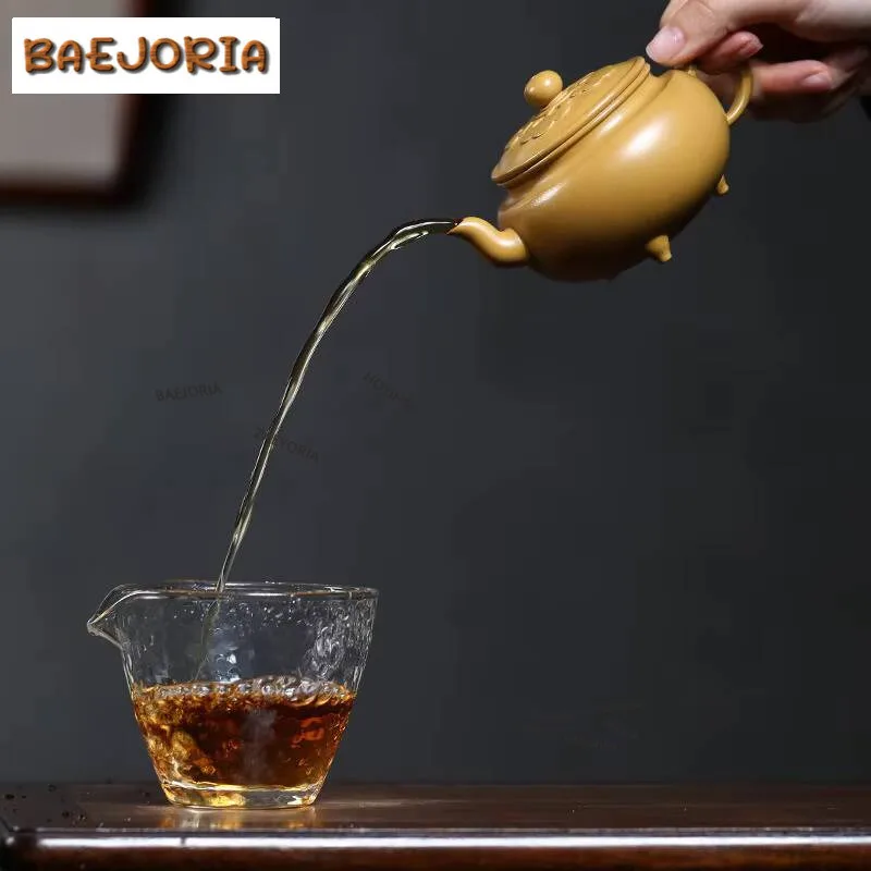 240ml Authentic Yixing Purple Clay Teapots Handmade Ruyi Pot Raw Ore Section Mud Kettle With Strainer Chinese Zisha Tea Set Gift