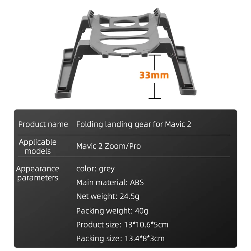 Foldable Landing Gear for DJI Mavic 2 Zoom/Pro Folding Height Extender Leg Quick Release Foot for DJI Mavic 2 Drone Accessories