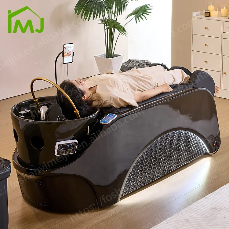 

Salons Station Sink Shampoo Bowl and Chair Hair Washing Electric Massage Head Spa Bed