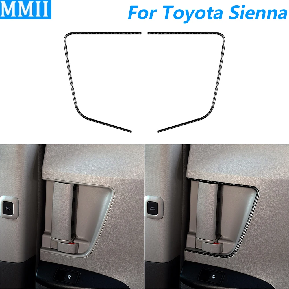 

Для Toyota Sienna 2015-2020: накладка на рамку переключателя внутренней ручки задней двери из углеродного волокна, декоративная наклейка, аксессуар для автомобиля