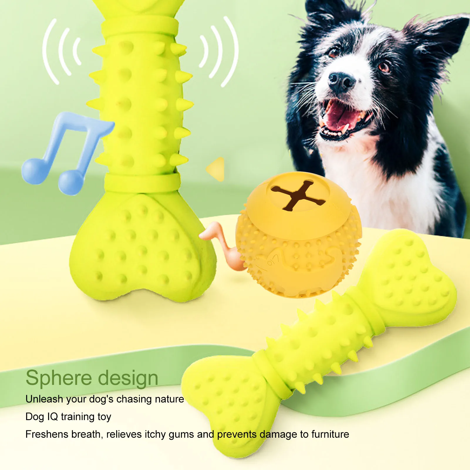 Dog Treat Toy Ball IQ Training Teeth Cleaning Rubber Dog Leakage Food Ball For Dogs Puppies Pets