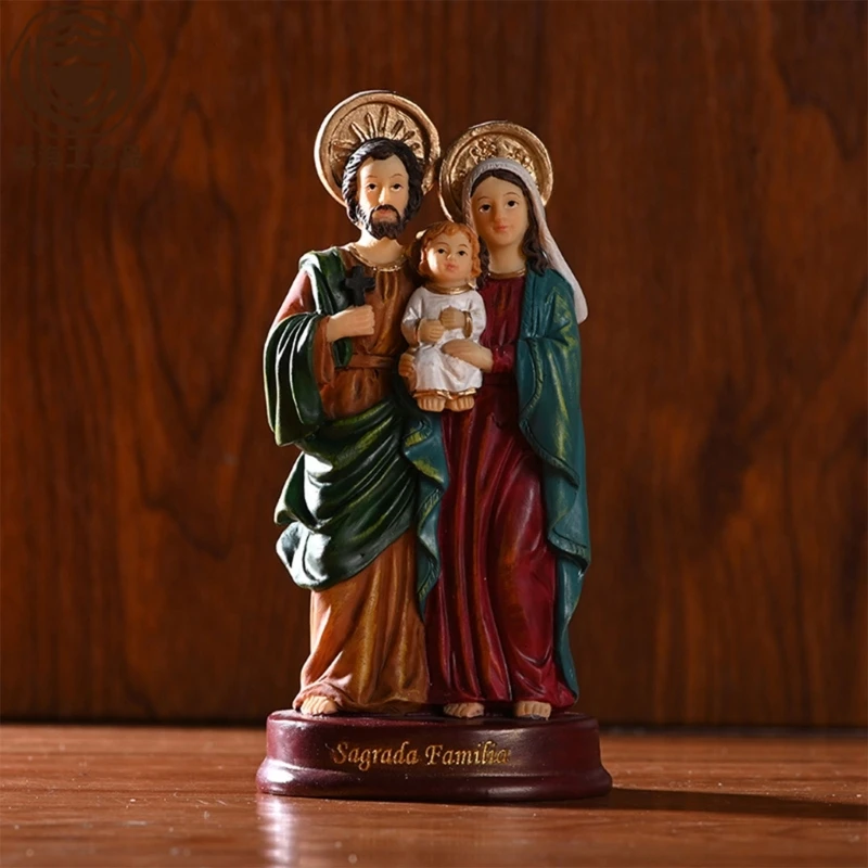 Holy Family Statue Christian Resin Crafts Colorful Nativity Ornament Decorations Dropship