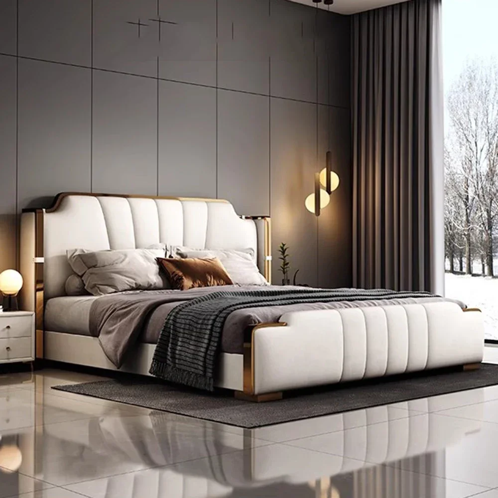 

Double Minimalist Adults Bed Frames 2 People Frame Headboard 180x200cm Bedroom Beds Fancy Luxury Full Size Home Furniture