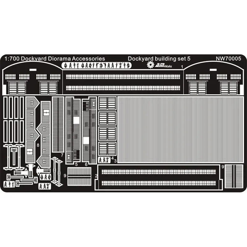 AM-WORKS NW70005 1/700 Dockyard Diorama Accessories Dockyard building set 5