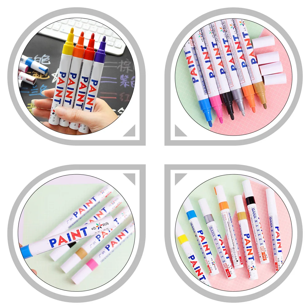

6pcs Industrial Paint Pens Waterproof Marker Pens For Graffiti Car Scratch Repair Acrylic Paint Markers Home Office Painting