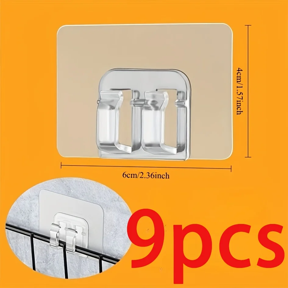 9pcs Strong Traceless Self-Adhesive Hooks/Storage Rack Stora