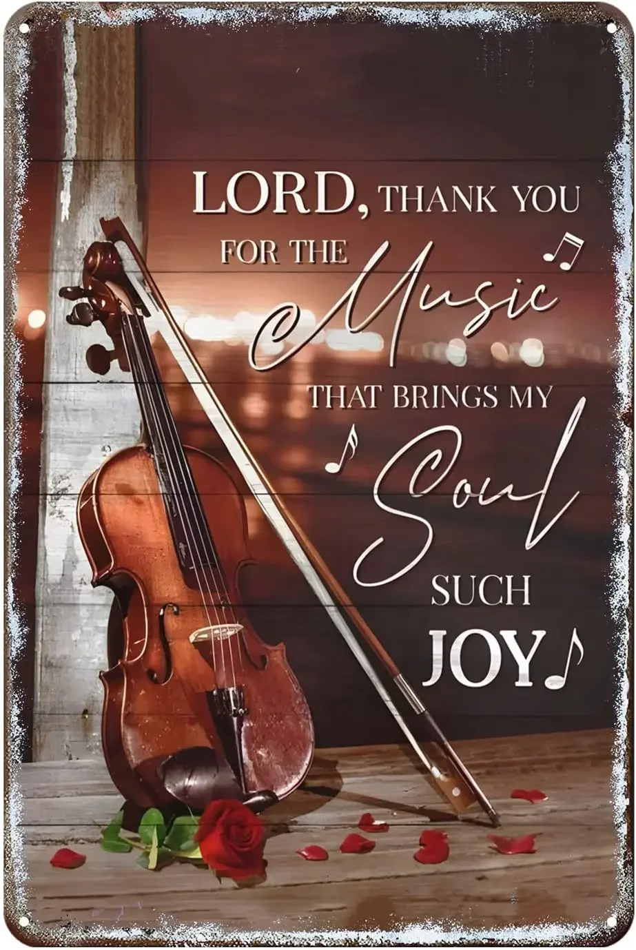 Retro Violin Metal Poster Lord Thank You For The Music That Brings My Soul Such Joy Metal Tin Signs Vintage Plaque Wall