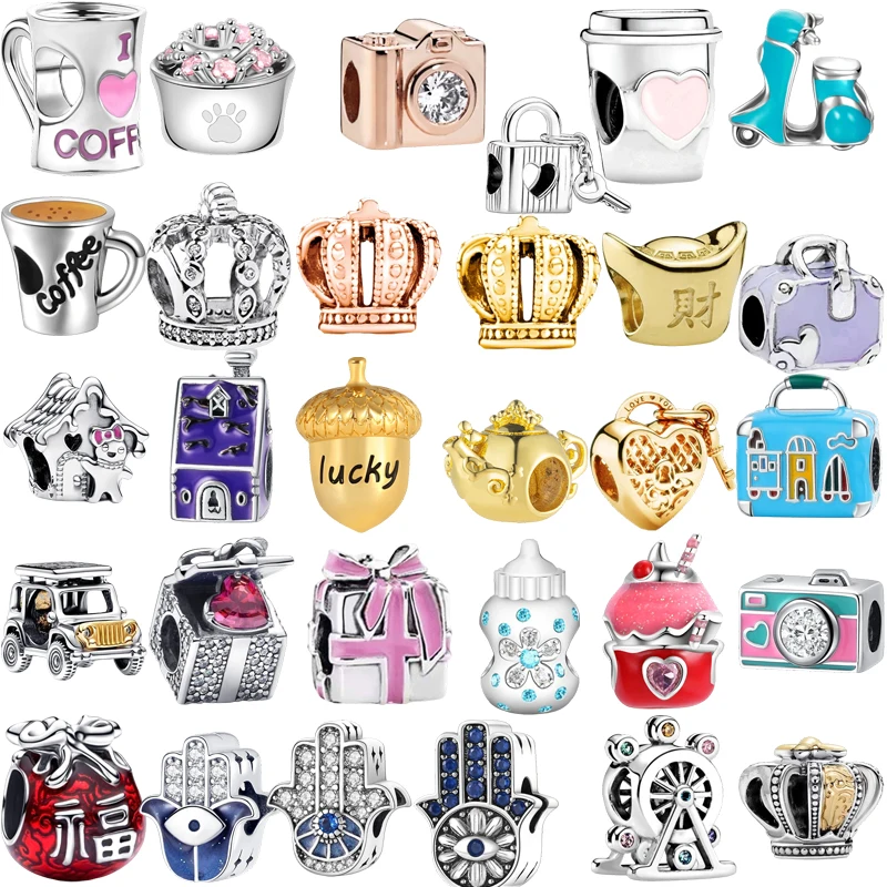 

New Hot Sale Lucky Textured Acorn,Intricate Patterned Crown & Pink Crystal Paw Print Charms,DIY Jewelry for Necklace & Bracelet