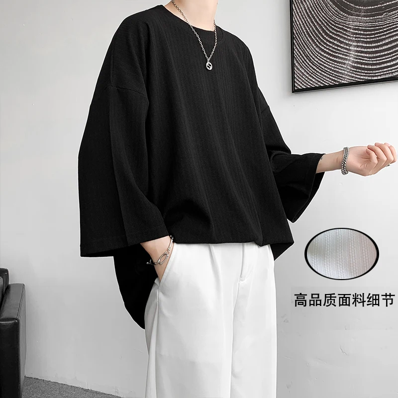 

High Quality Men Oversized Ice Silk T Shirts 2023 Summer Mens Half Sleeve Fashions Harajuku T-Shirt Male Solid Color Daily Tees