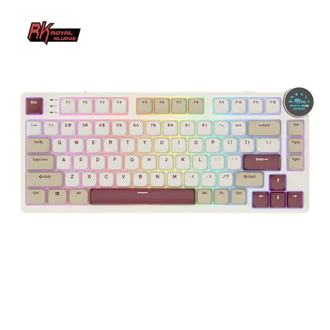 RK N80 Royal Kludge Gamer Keyboard 2.4G Wireless/Bluetooth/USB-C With 80% RGB Backlit Mechanical Keyboard Low Profile TFT Screen
