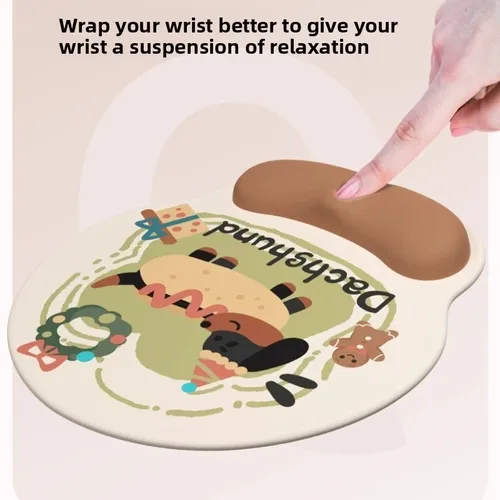 Imagen 2 del producto Alfombrilla de ratón con soporte para muñeca de silicona Dachshund, alfombrilla antideslizante para ratón y teclado, cojín para reposamuñecas para teclado de ordenador portátil y hogar para oficina