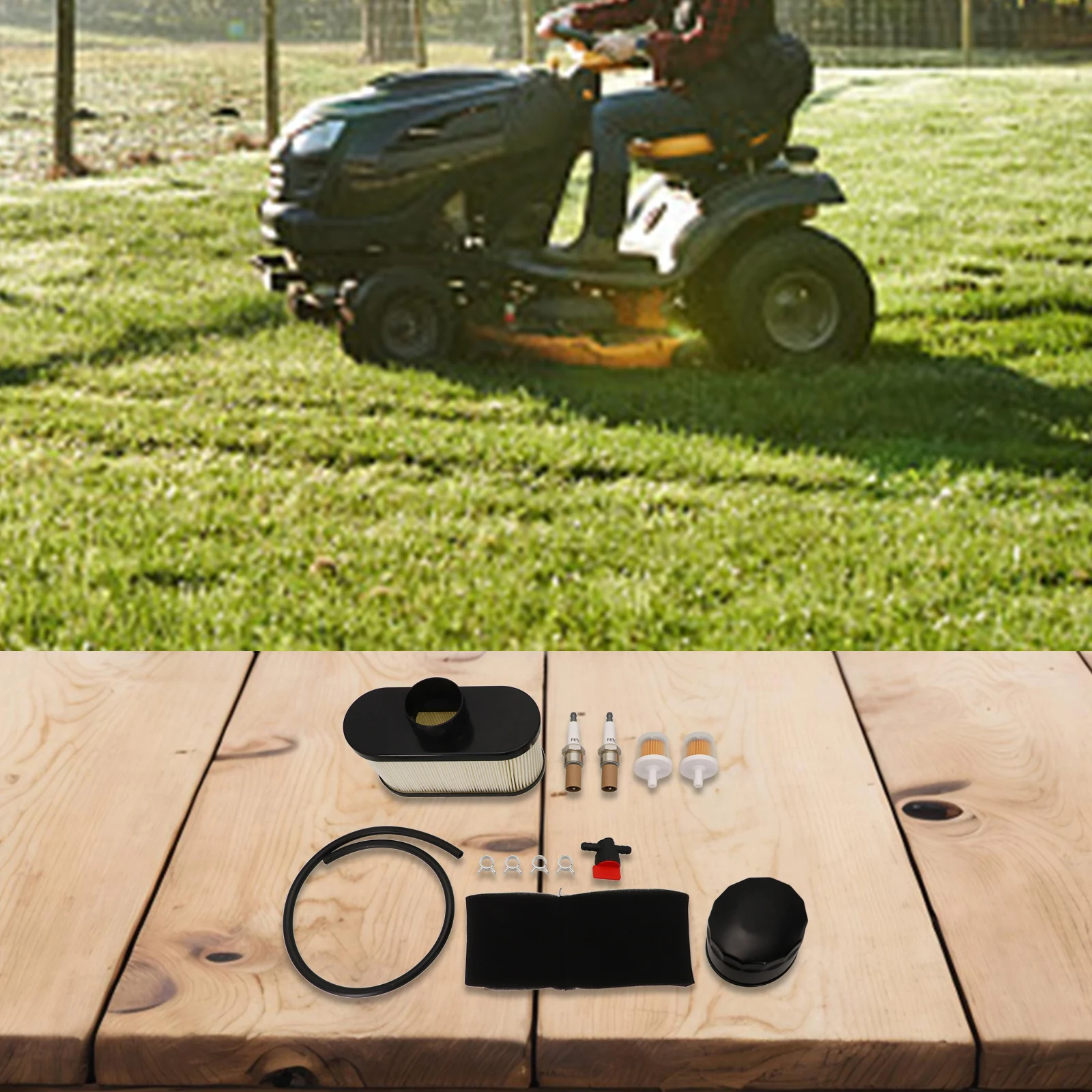 

Комплект для обслуживания двигателя, включающий воздушный фильтр, масляный фильтр, топливный фильтр, топливный кран и зажимы для двигателей Kawasaki FR FS.