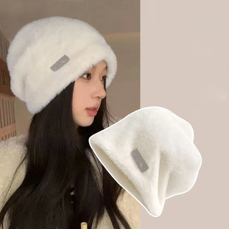 Autumn And Winter Super Soft Woolen Hat Plush Fashionable Fluffy Hat High Quality Sweet Hat Warm Plush Hat