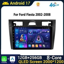 Android 17 Car Radio for Ford Fiesta Mk VI 5 Mk5 2002 - 2008 Carplay Multimedia Stereo Auto Audio Video Carplay Player NO 2DIN