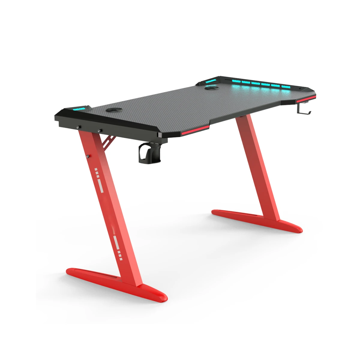 Nova mesa de jogos com luzes led rgb grande mesa de jogos em forma de z com fibra de carbono mesa de jogos de computador para gamer