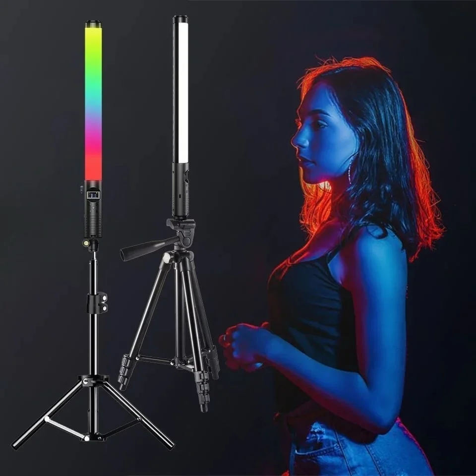 RGB Light Stick Wand With Tripod Stand Party Colorful LED Lamp Fill Light Handheld Flash Speedlight Photography Lighting Video