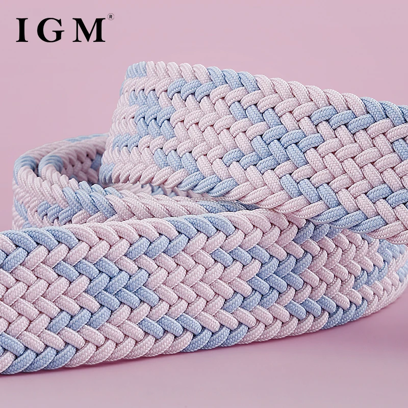 Leather Belt for Women Non Perforated Canvas Casual Woven Elastic Belt Student Birthday Gift