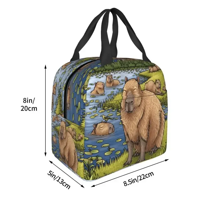 Cute Animal Capybara Lunch Bag Men Women Warm Cooler Insulated Lunch Container Box for Kids School Work Picnic Food Tote Bags