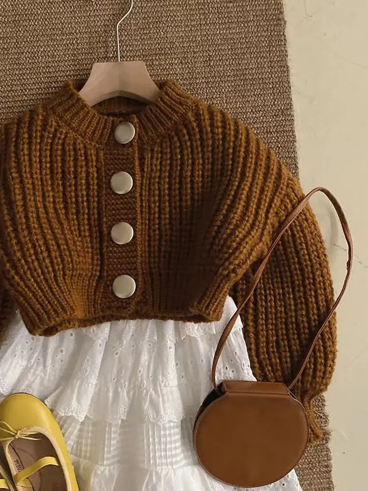 Baby Girls Sweater Knitted Cardigan New Autumn Clothing Children\'s Stylish Short Coat