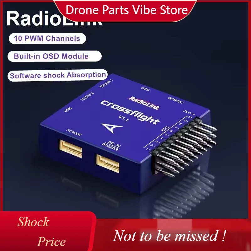 

Полетные контроллеры DPRadioLink CrossFlight V1.1 со встроенным модулем OSD и 10-канальным PWM-выходом для мультироторных дронов, самолетов, автомобилей, лодок