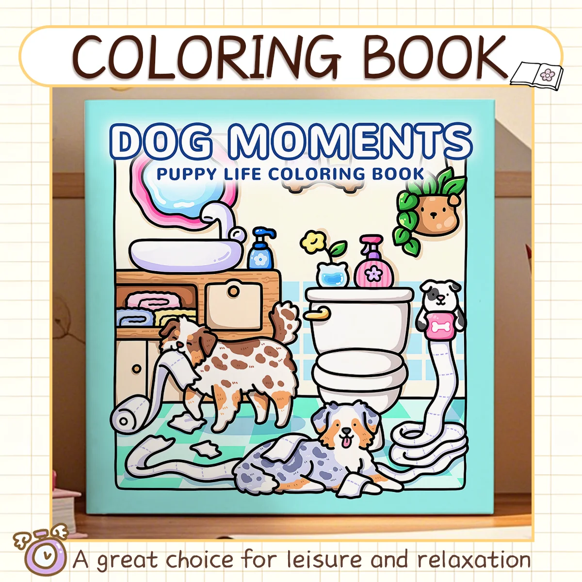 DOG MOMENTS PUPPY LIFE Adult Coloring Book, Cute Puppy Dog Patterns, Stress Relief Relaxation DIY Graffiti Painting Drawing Gift
