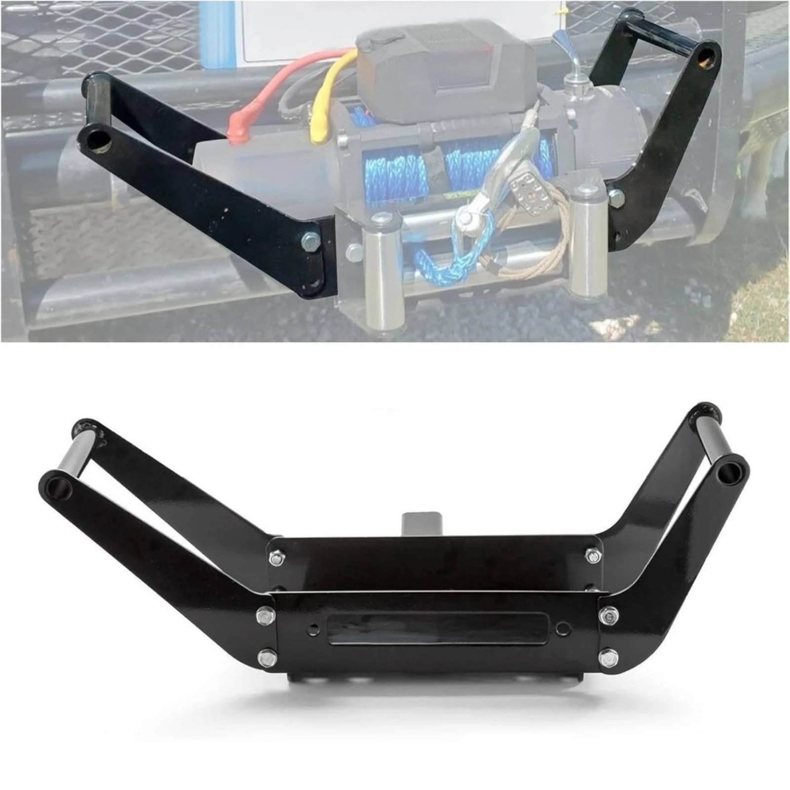 Winch Bracket with Hitch Receiver Universal Winch Mount with 2-Inch Receiver Easy to Install Powder-Coated for Trailers, Fenders