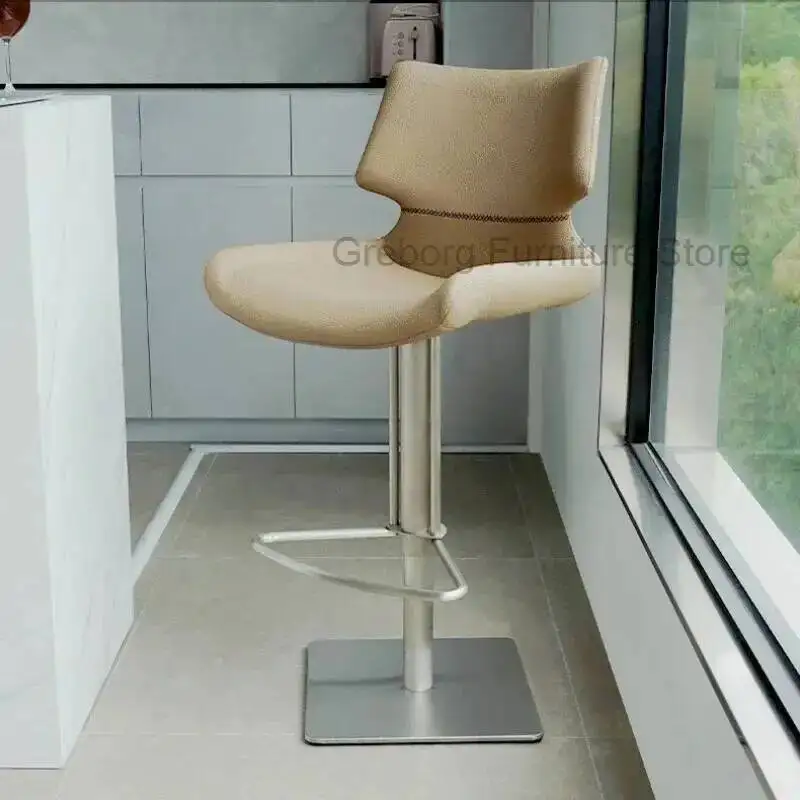 Stools Modern Design Bar Stools Bar Urban Industrial Faux Leather Armless Chair Adjustable Height And 360° Rotation For Bar