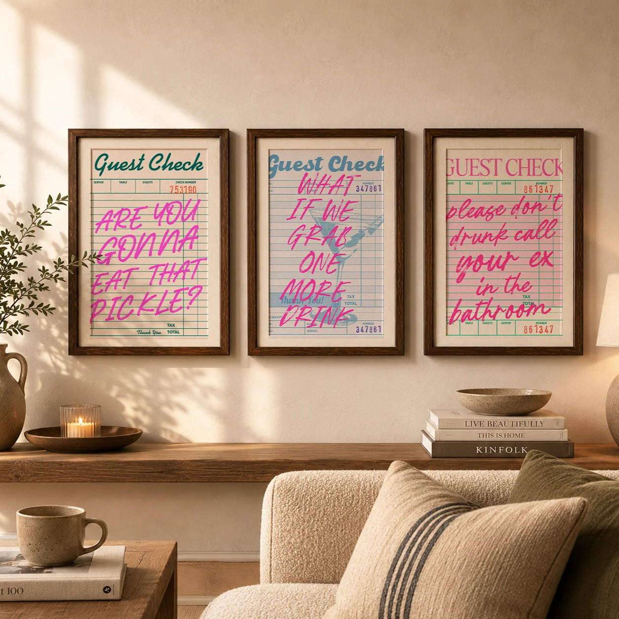 Nordic Wall Art Vintage Guest Check Funny Quote Canvas Painting Modern Style Poster Prints Living Room Wall Decor