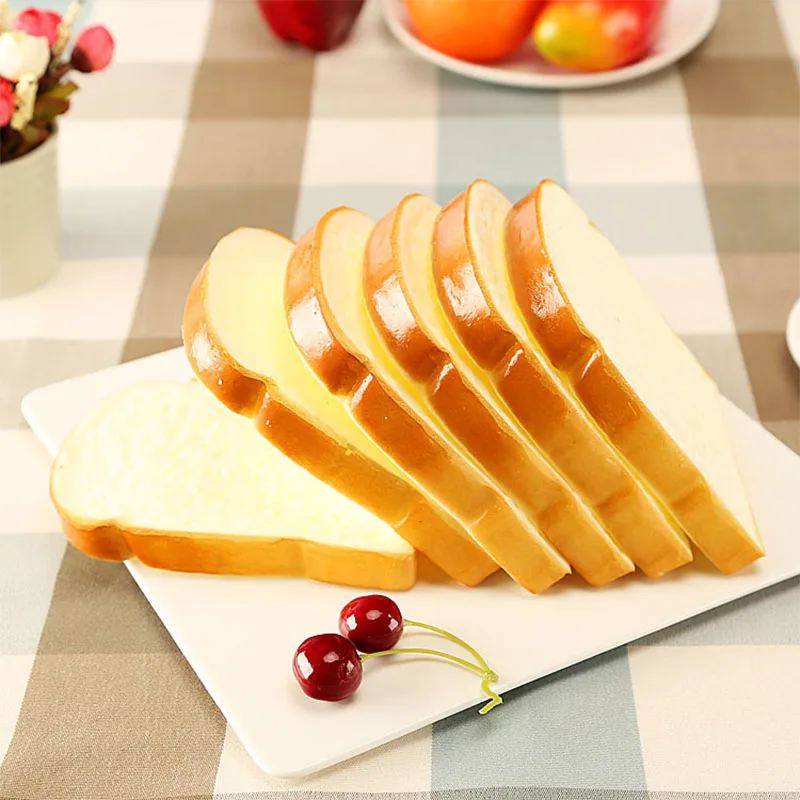 2pcs Simulated Danish Toast Slice Fake Bread Model Artificial Food Photo Prop Bakery Display Decor Art Studio Teaching Aids