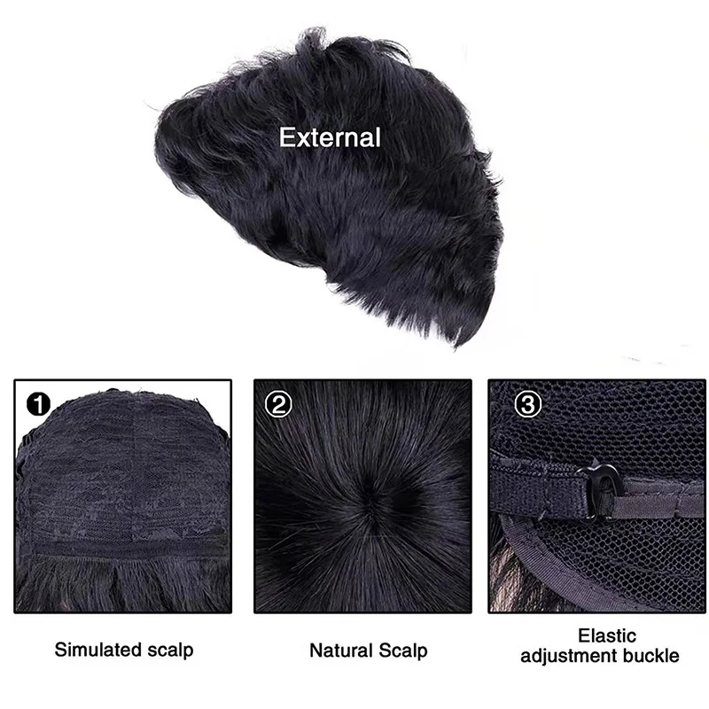 Fast shipping high quality men\'s wig black synthetic wig head set partial men\'s elastic Intranet short hair head cover