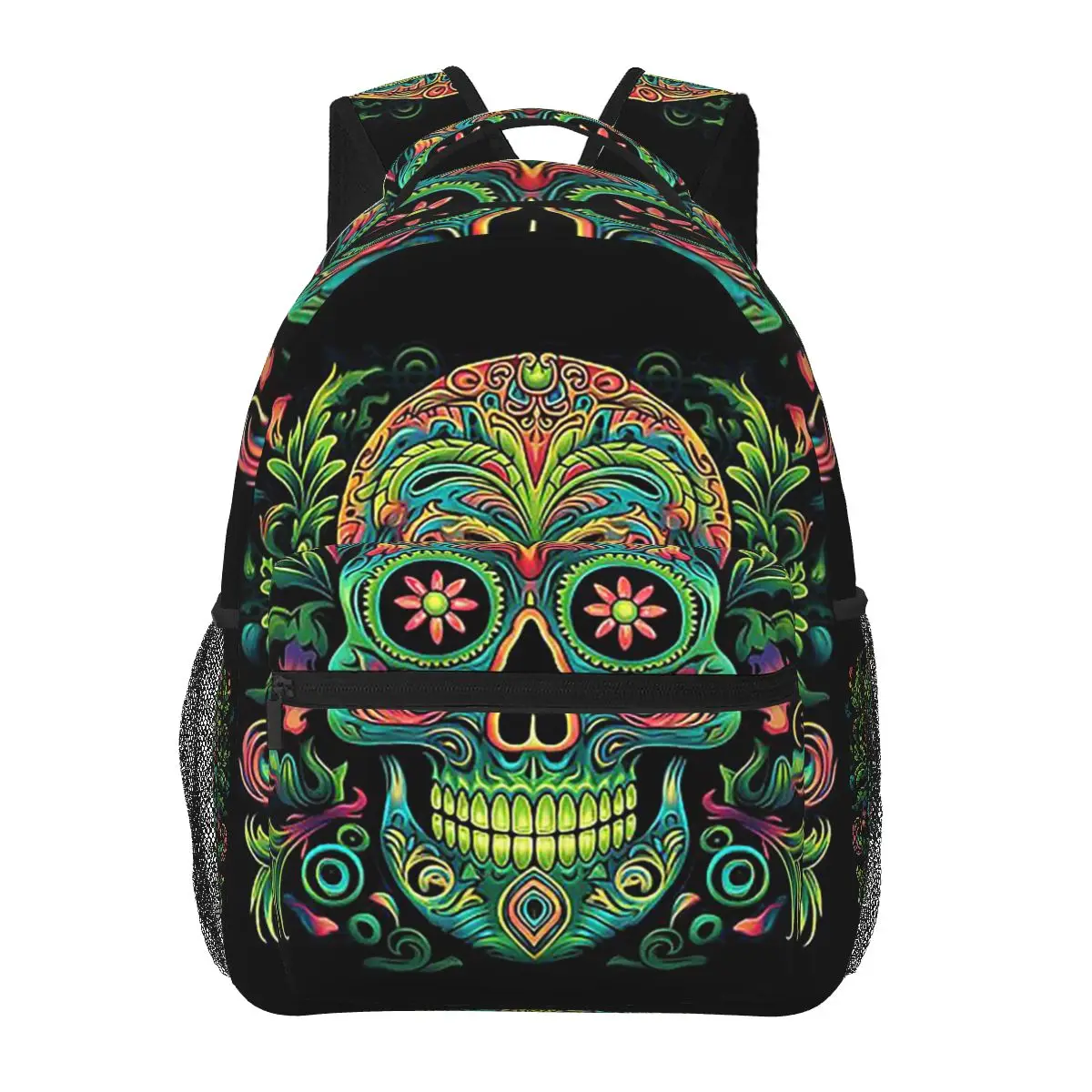 

Mexican Sugar Skull Day Of The Dead Sugar Skull Backpacks Boys Girls Bookbag Students School Bags Travel Rucksack Shoulder Bag