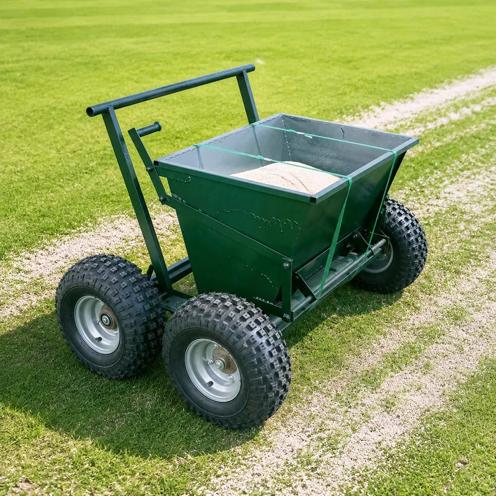 4 Wheel Lawn Sand Spreader Manual Push Turf Spreader Garden Tool for Golf Course Grass Maintenance