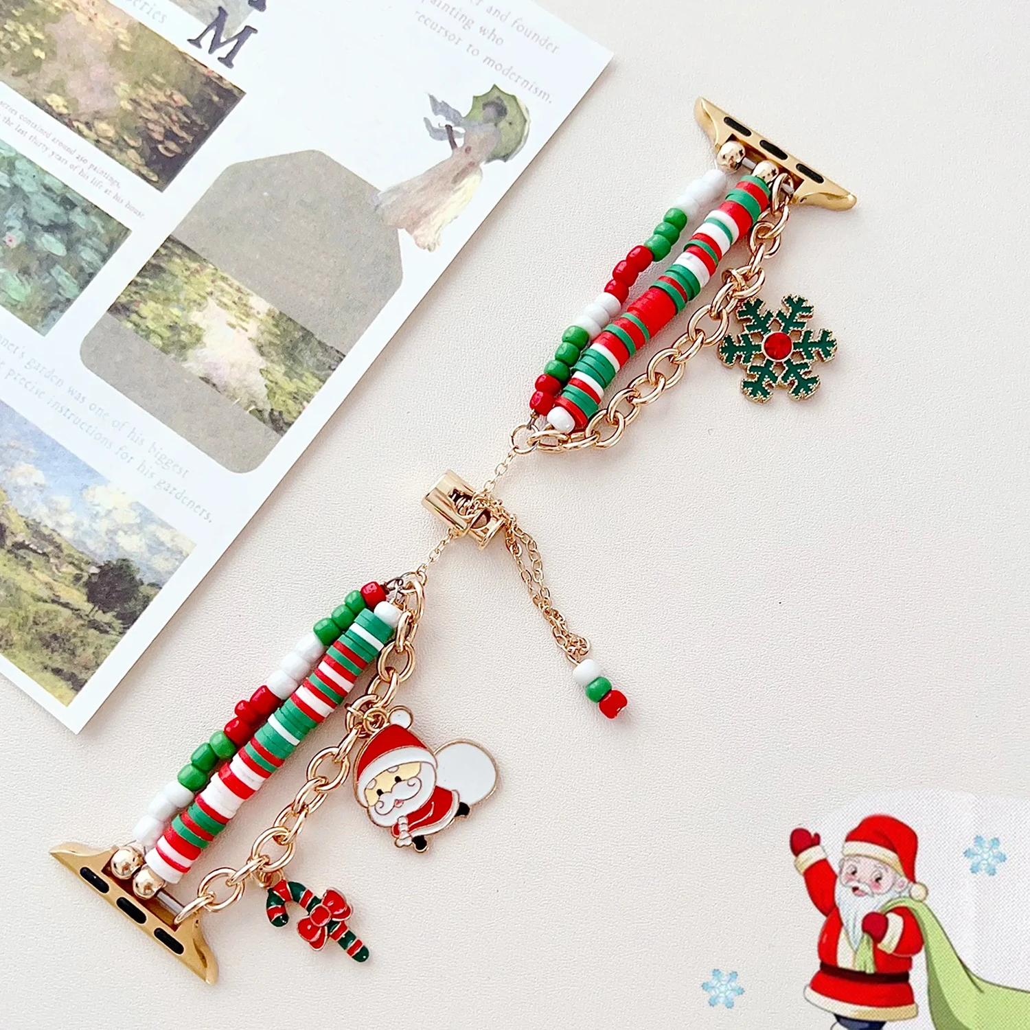 Weihnachtselement-Perlenarmband für Apple Watch Band 42 mm 46 mm 45 mm 41/44 49 mm Damenarmband iWatch 11 10 9 8 7 6 5 4 SE3 Geschenke