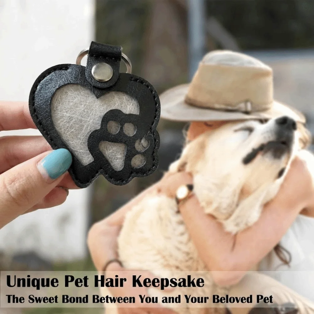 Multifunctional PU Leather Pet Hair Memorial Keychain Mini Multiple Colors Pet Hair Storage Bag Photo Holder For Pet Owner