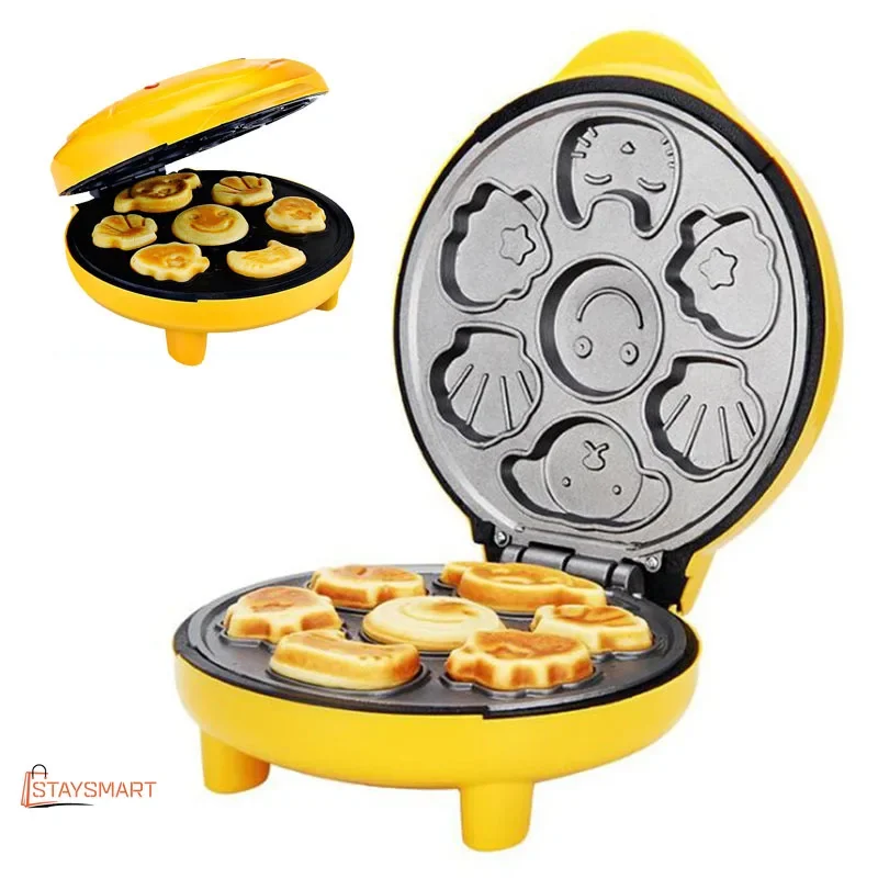 

Childrens Cartoon Mini Household Cake Waffle Automatic Bread Machine DoubleSided Heating Baking Breakfast Maker