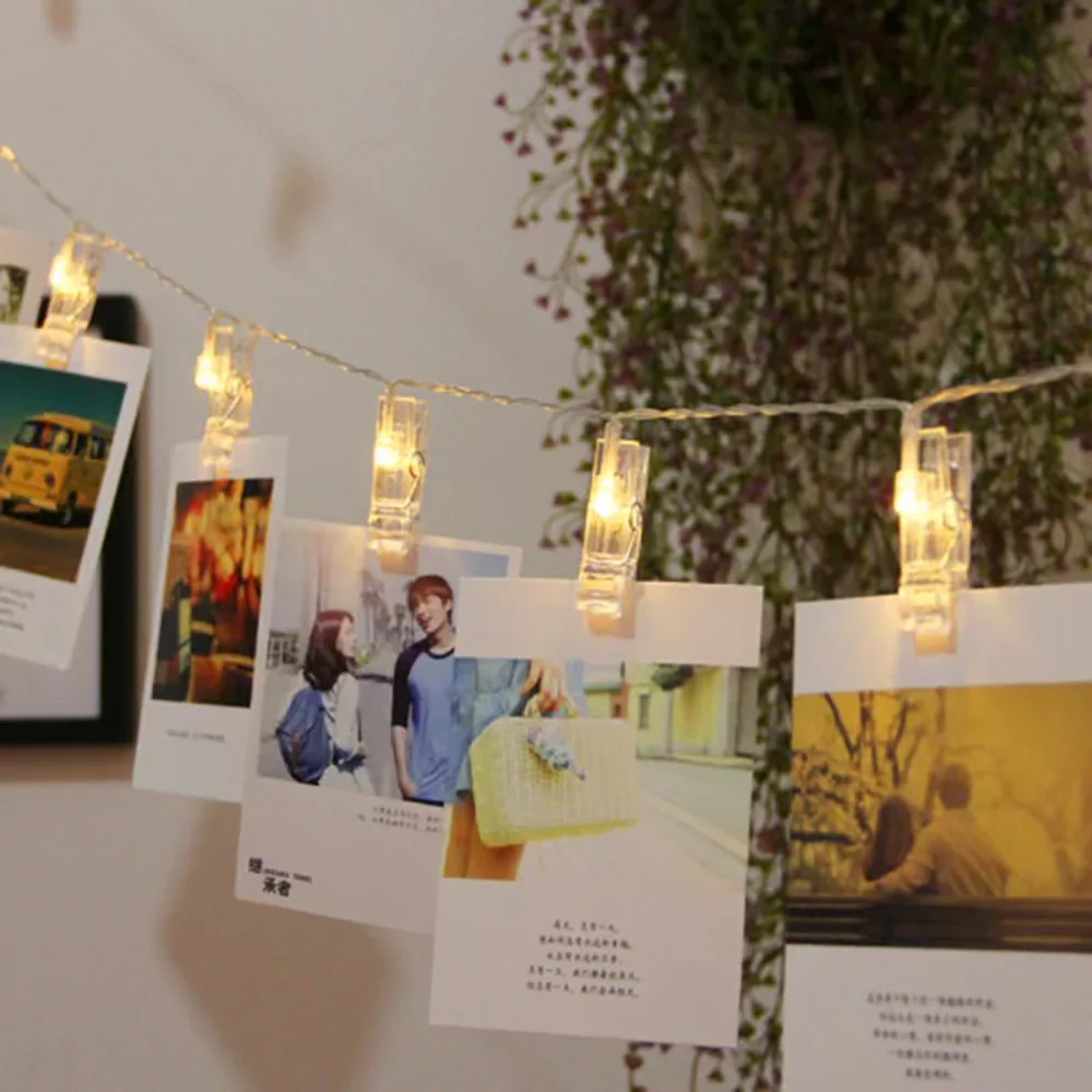 

Garland Card Photo Clip String Lights 1.5M 10LEDS Led Fairy Light Bedroom DIY Clothespin Shapes Battery Decoration Lamp