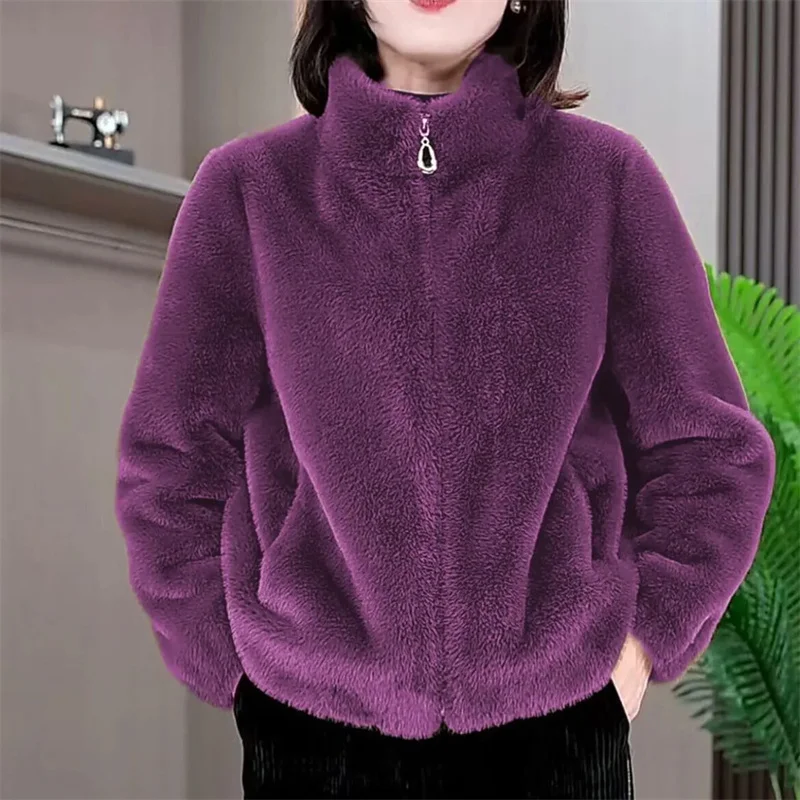 Collo corto velluto caldo autunno inverno imitazione cappotti di pelliccia una giacca di moda cappotto di pelliccia imbottito moda donna capispalla allentata