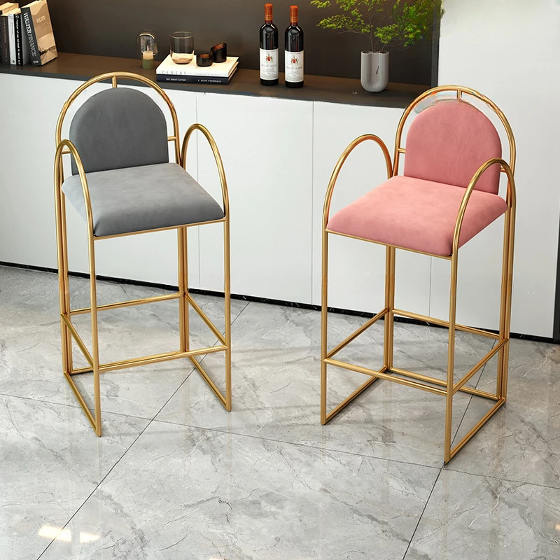 Mid-century Chair Accent Luxury Bar Stools For Kitchen Backrest Beauty Salon Counter Stool High Make Up Cheap Antique Furniture