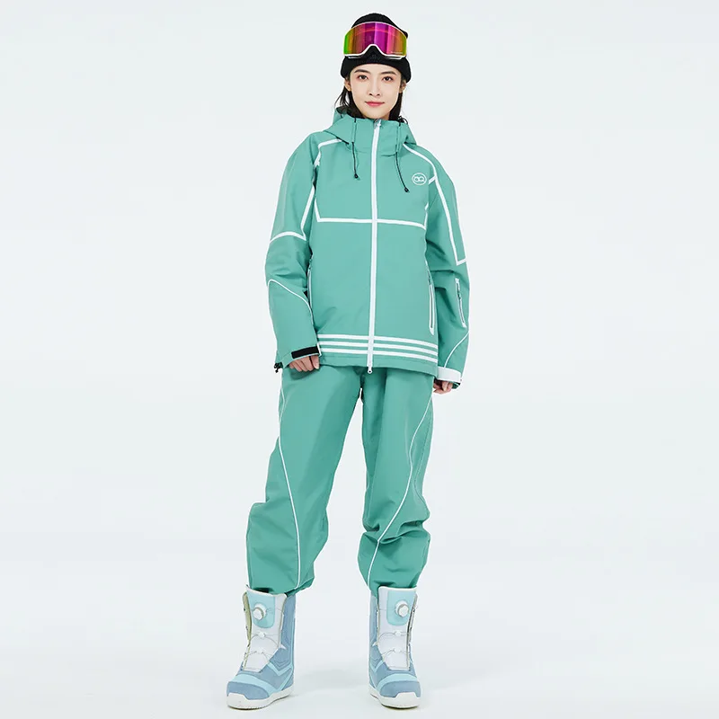 Unisex Adult Snow Suit Set for Men and Women Snowboarding Ski Jackets and Ski Pants Snowproof and  Warm Overalls Hoodie Skiing