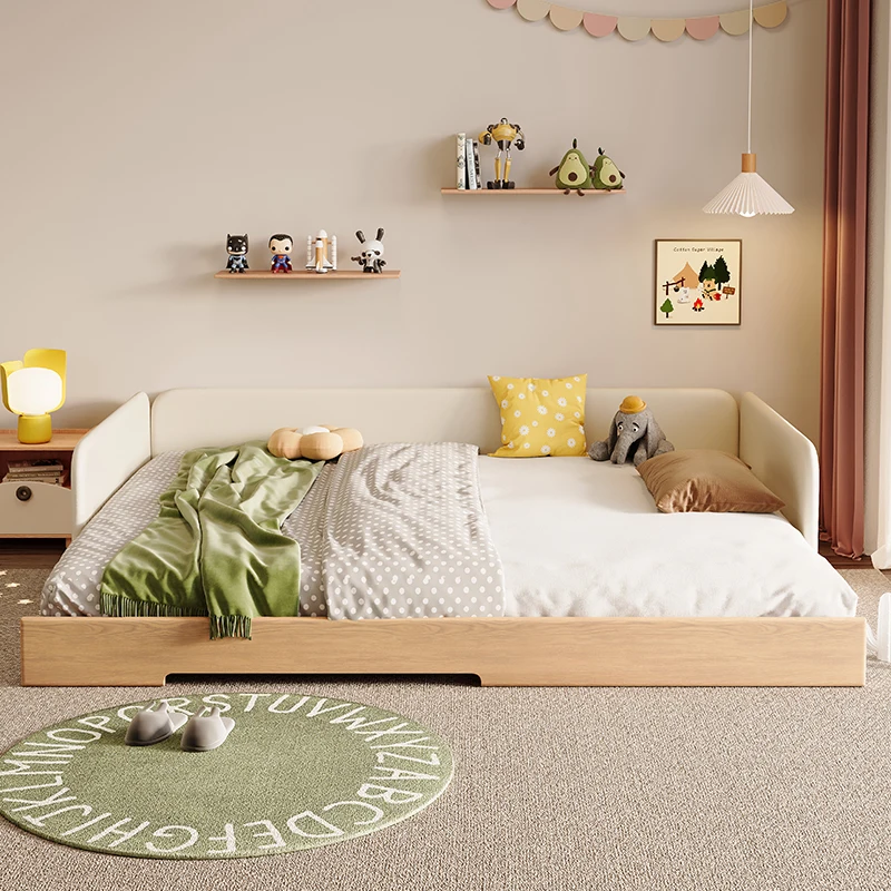 Children's bed pull solid wood bed baby splicing bed