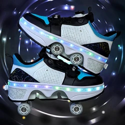 Quality student roller skates Outdoor 4-wheel roller skates with lights colorful wheel shoes multi-functional running shoes