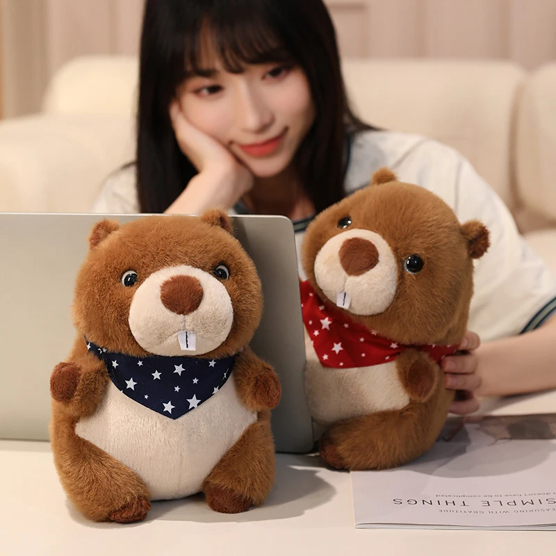 22-45 سنتيمتر محاكاة لطيف جرذ الأرض مع وشاح ألعاب من القطيفة لينة محشوة الحيوانات الكرتون السمين رقيق ماوس للفتيات الهدايا ديكو