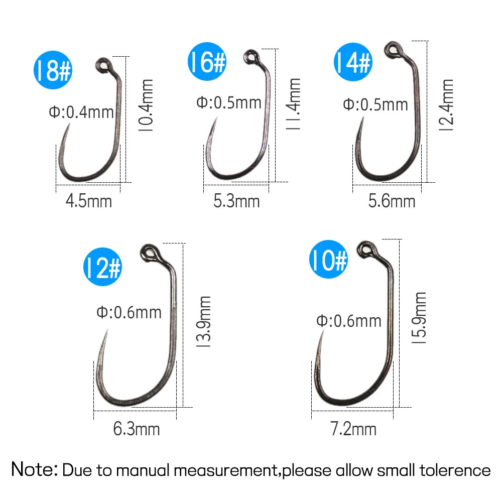 Bimoo 200PCS 60 Degree Barbless Nymph Jig Fly Hook Trout Nymphing Fly Hooks #10 #12 #14 #16 #18